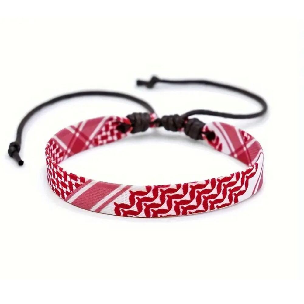 Palestinian Keffiyeh Bracelet wristband Red/White